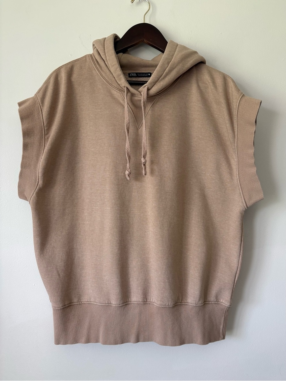 Zara Sleeveless Hoodie Sweatshirt Size Large Oversized Relaxed Minimalist